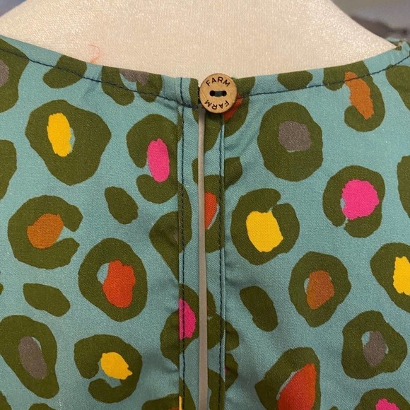 Anthropologie Farm Womens Rio Hanya Puff Sleeve Blouse Leopard Blue Size Medium - Picture 8 of 12